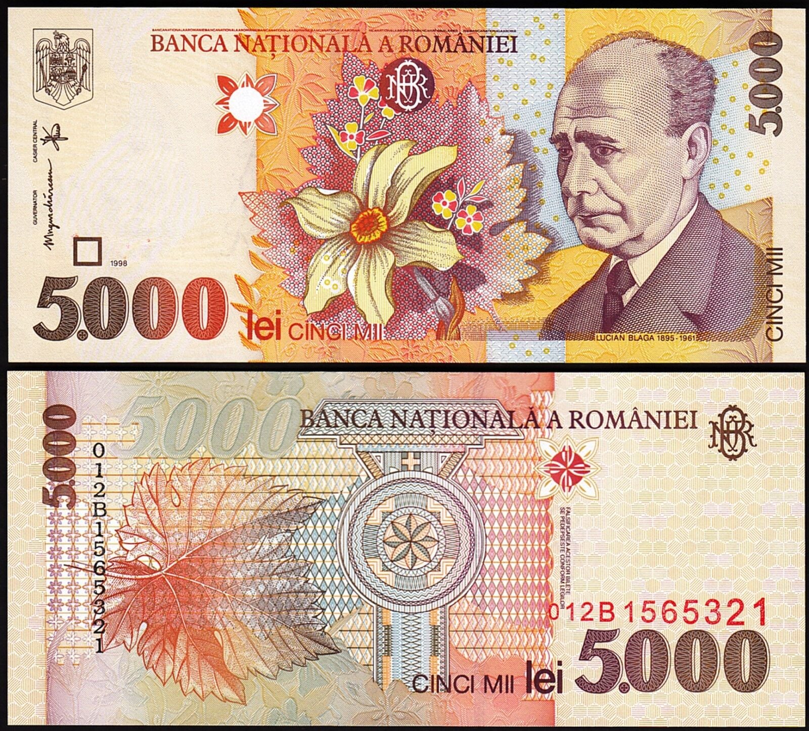 Romanya 5000 Lei 1998 Çil Pick 107