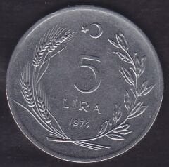 1974 Yılı 5 Lira