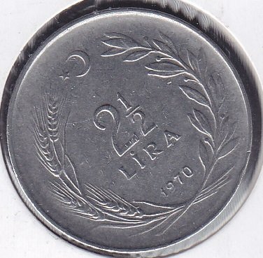 1970 Yılı 2.5 Lira Ters