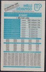 1989 9 AĞUSTOS PİYANGO LİSTESİ