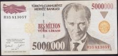 7.Emisyon 5 000 000 Lira H35 813057 Çok Temiz+