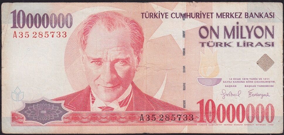 7.Emisyon 10 000 000 Lira A35 285733 Temiz