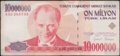 7.Emisyon 10 000 000 Lira A35 285733 Temiz