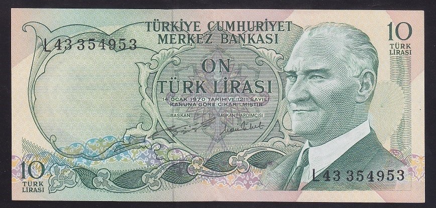 6.EMİSYON 2.TERTİP 10 LİRA L43 354953 ÇİLALTI