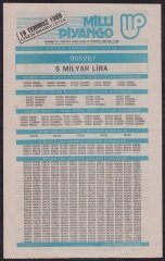 1989 19 TEMMUZ PİYANGO LİSTESİ