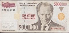 7.Emisyon 5 000 000 Lira H34 052320 Çok Temiz