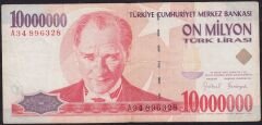 7.Emisyon 10 000 000 Lira A34 896328 Çok Temiz