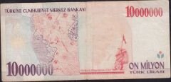 7.Emisyon 10 000 000 Lira A34 896328 Çok Temiz