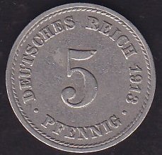 Almanya 5 Pfennig 1913 A