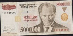 7.Emisyon 5 000 000 Lira I51 049090 Çok Temiz+
