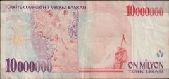 7.Emisyon 10 000 000 Lira C50 864739 Çok Temiz+