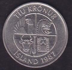 İzlanda 10 Kronur 1987