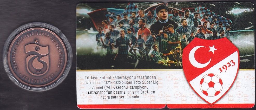 2022 Yılı 2.5 Lira Trabzonspor Hatıra Para Sertifikalı Çil