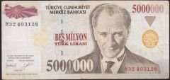7.Emisyon 5 000 000 Lira H32 403128 Çok Temiz