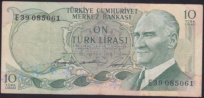 6.EMİSYON 1.TERTİP 10 LİRA E39 085061 ÇOK TEMİZ +