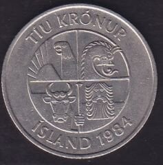 İzlanda 10 Kronur 1984
