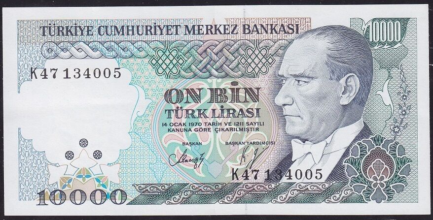 7.Emisyon 4.Tertip 10000 Lira K47 134005 Çilaltı
