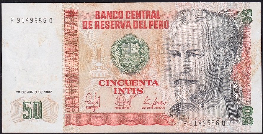 Peru 50 İntis 1987 Ççt ( Kat Yok Leke var ) Pick 131b