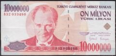 7.Emisyon 10 000 000 Lira A32 033480 Çok Temiz