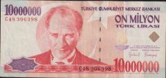7.Emisyon 10 000 000 Lira C48 306398 Çok Temiz