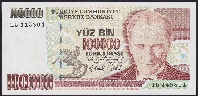 7.EMİSYON 3.TERTİP 100000 LİRA I15 445804 ÇİLALTI ÇİL
