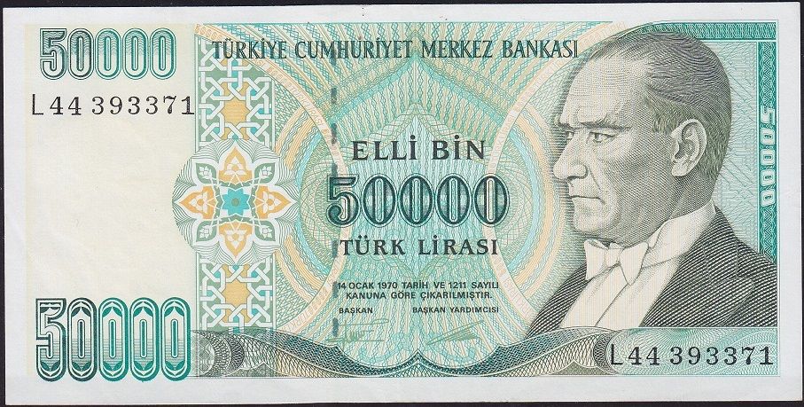 7.Emisyon 2.Tertip 50000 Lira L44 393371 Ççt Çilaltı