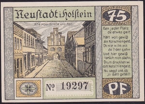 Almanya 75 Pfennig Notgeld 1921 Çil