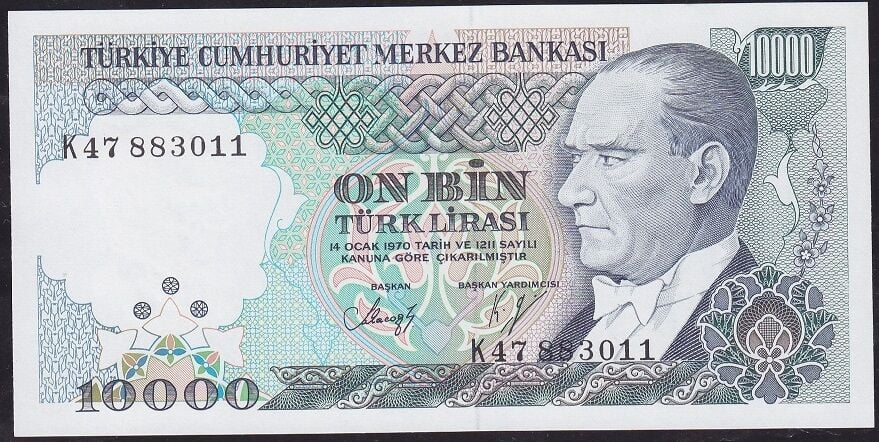 7.Emisyon 4.Tertip 10000 Lira K47 883011 Çil