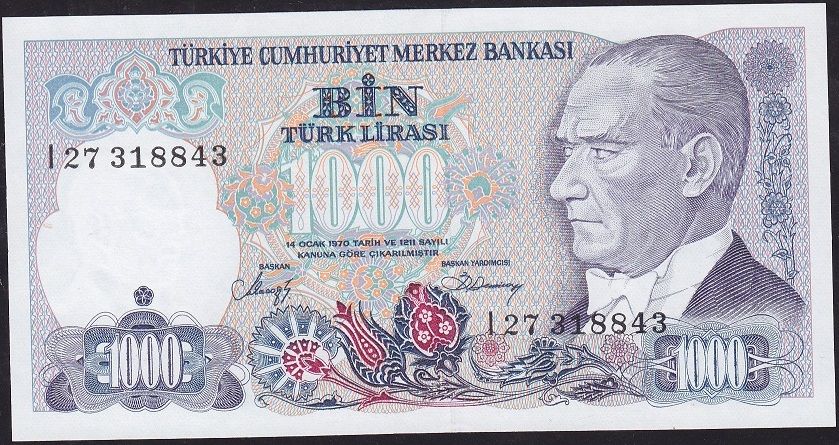 7.Emisyon 2.Tertip 1000 Lira I27 318843 Çilaltı
