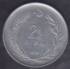 1969 YILI 2.5 LİRA ( DÜZ )