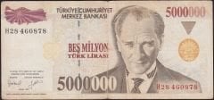 7.Emisyon 5 000 000 Lira H28 460878 Temiz