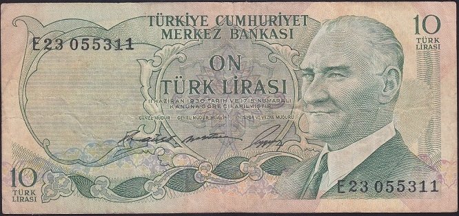 6.EMİSYON 1.TERTİP 10 LİRA E23 055311 ÇOK TEMİZ