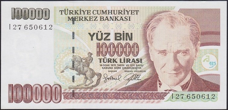 7.EMİSYON 3.TERTİP 100000 LİRA I27 650612 ÇİLALTI ÇİL