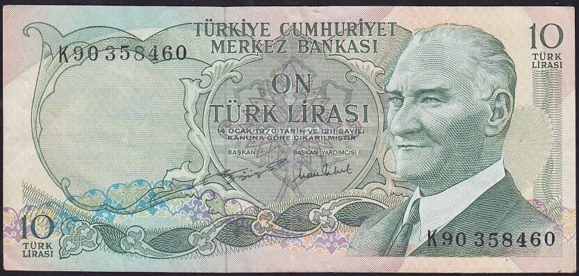 6.Emisyon 2.Tertip 10 Lira K90 358460 Çok Temiz+