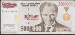 7.Emisyon 5 000 000 Lira K58 144028 Çok Temiz+
