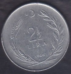 1966 YILI 2.5 LİRA ( DÜZ ) eski para mezat