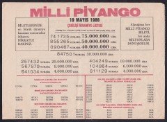 1986 19 MAYIS PİYANGO LİSTESİ