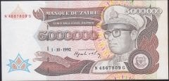 Zaire 5000000 Zaires 1992 Çilaltı Çil Pick 46