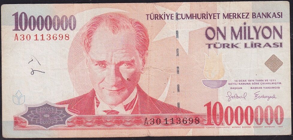 7.Emisyon 10 000 000 Lira A30 113698 Çok Temiz