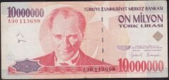 7.Emisyon 10 000 000 Lira A30 113698 Çok Temiz