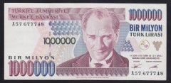 7.EMİSYON 1.TERTİP 1 000 000 LİRA A57 677748 ÇÇT +