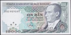 7.Emisyon 4.Tertip 10000 Lira K42 029107 Çil