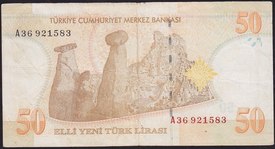 8.Emisyon 50 YTL A36 921583 Çok Temiz