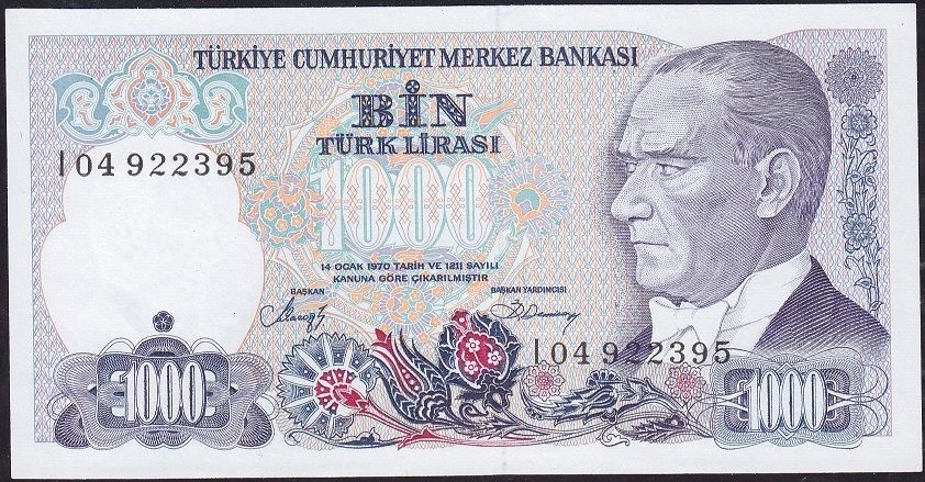 7.Emisyon 2.Tertip 1000 Lira I04 922395 Çil
