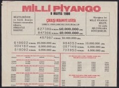 1986 9 MAYIS PİYANGO LİSTESİ