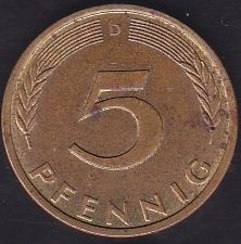 Almanya 5 Pfennig 1972 D