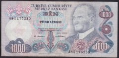 6.EMİSYON 1.TERTİP 1000 LİRA A84 175230 ÇOK TEMİZ eski kağıt para fiyatları