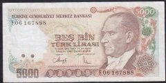 7.EMİSYON 3.TERTİP 5000 LİRA F06 167888 ÇOK TEMİZ +