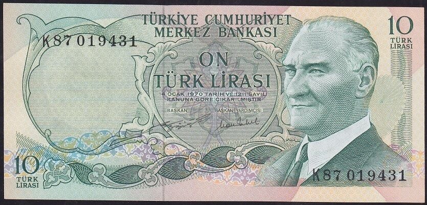 6.Emisyon 2.Tertip 10 Lira K87 019431 Çilaltı Çil