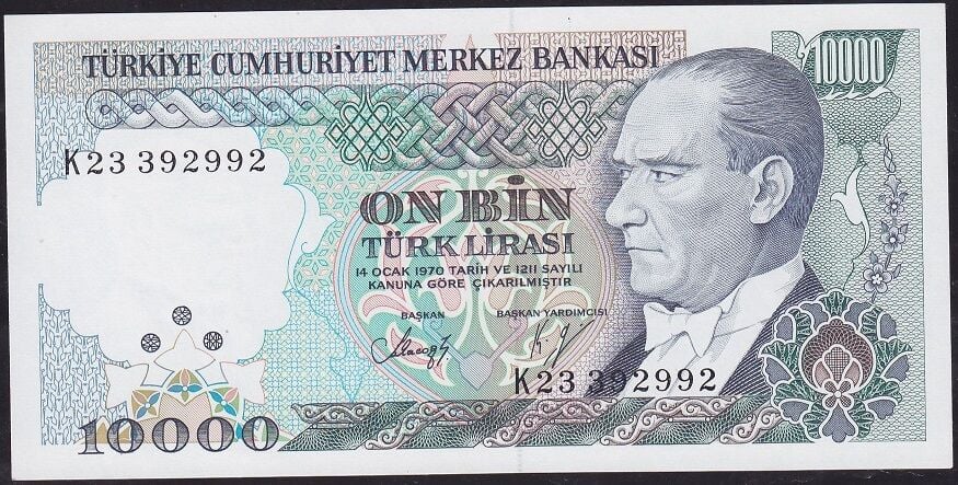7.Emisyon 4.Tertip 10000 Lira K23 392992 Çil